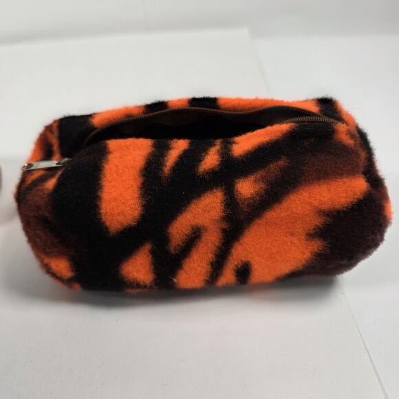 Set of Vintage 90s Orange Camo Fleece Small Organizer Belt Bags 8x4" Hunting - Picture 2 of 11